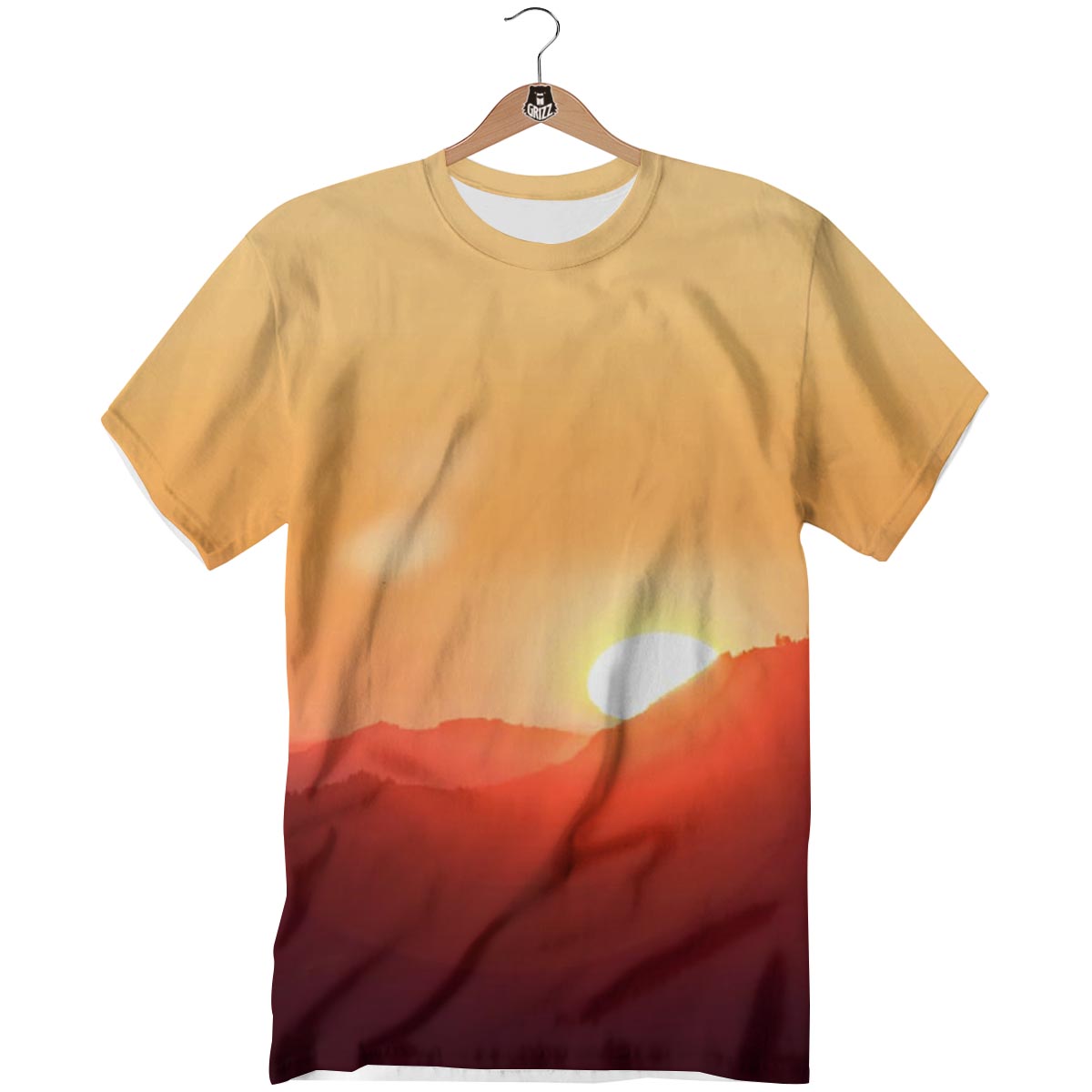 Mountain Sunrise Print T-Shirt-grizzshop