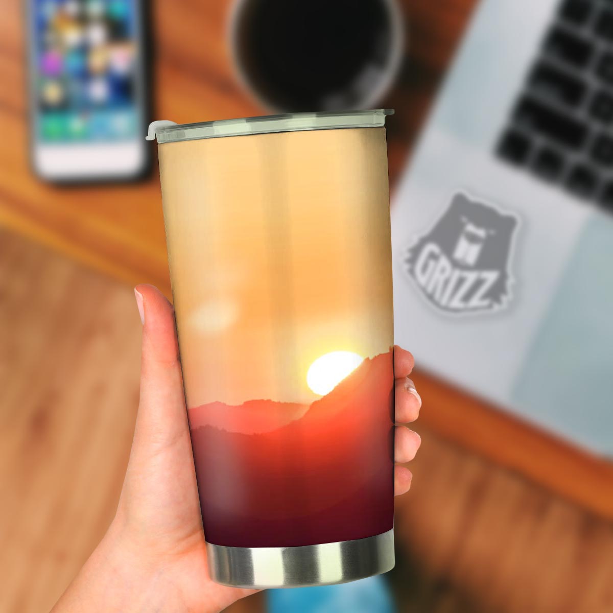 Mountain Sunrise Print Tumbler-grizzshop