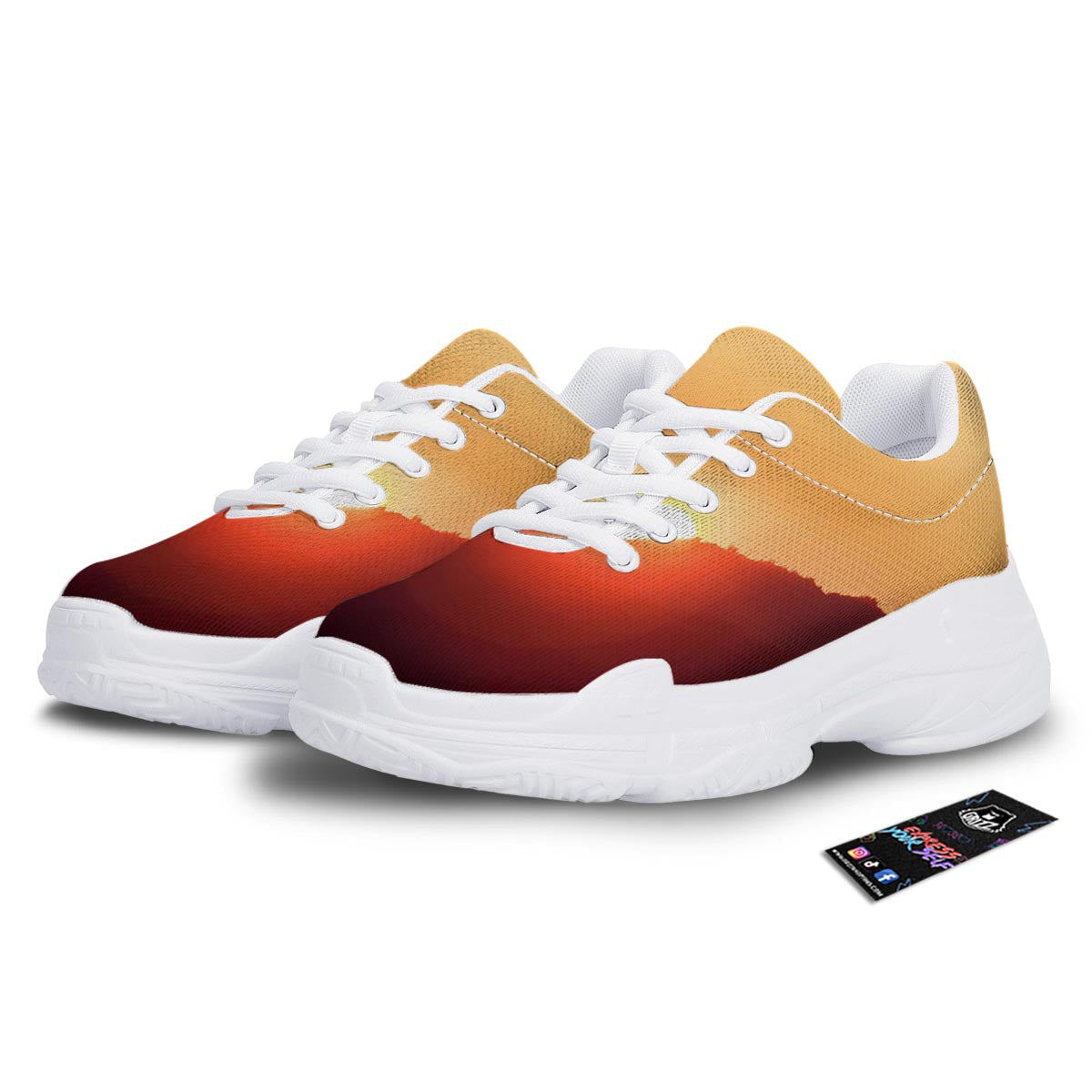 Mountain Sunrise Print White Chunky Shoes-grizzshop