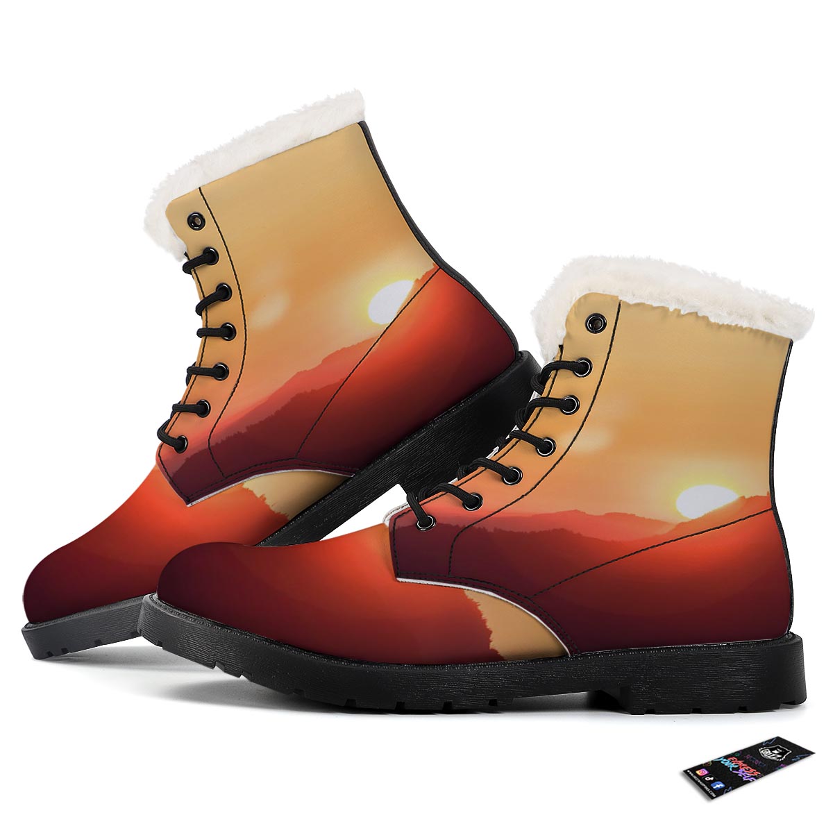 Mountain Sunrise Print Winter Boots-grizzshop