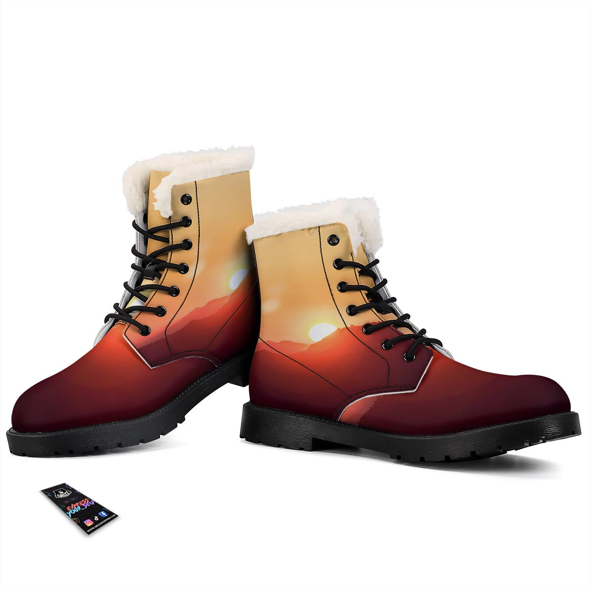 Mountain Sunrise Print Winter Boots-grizzshop
