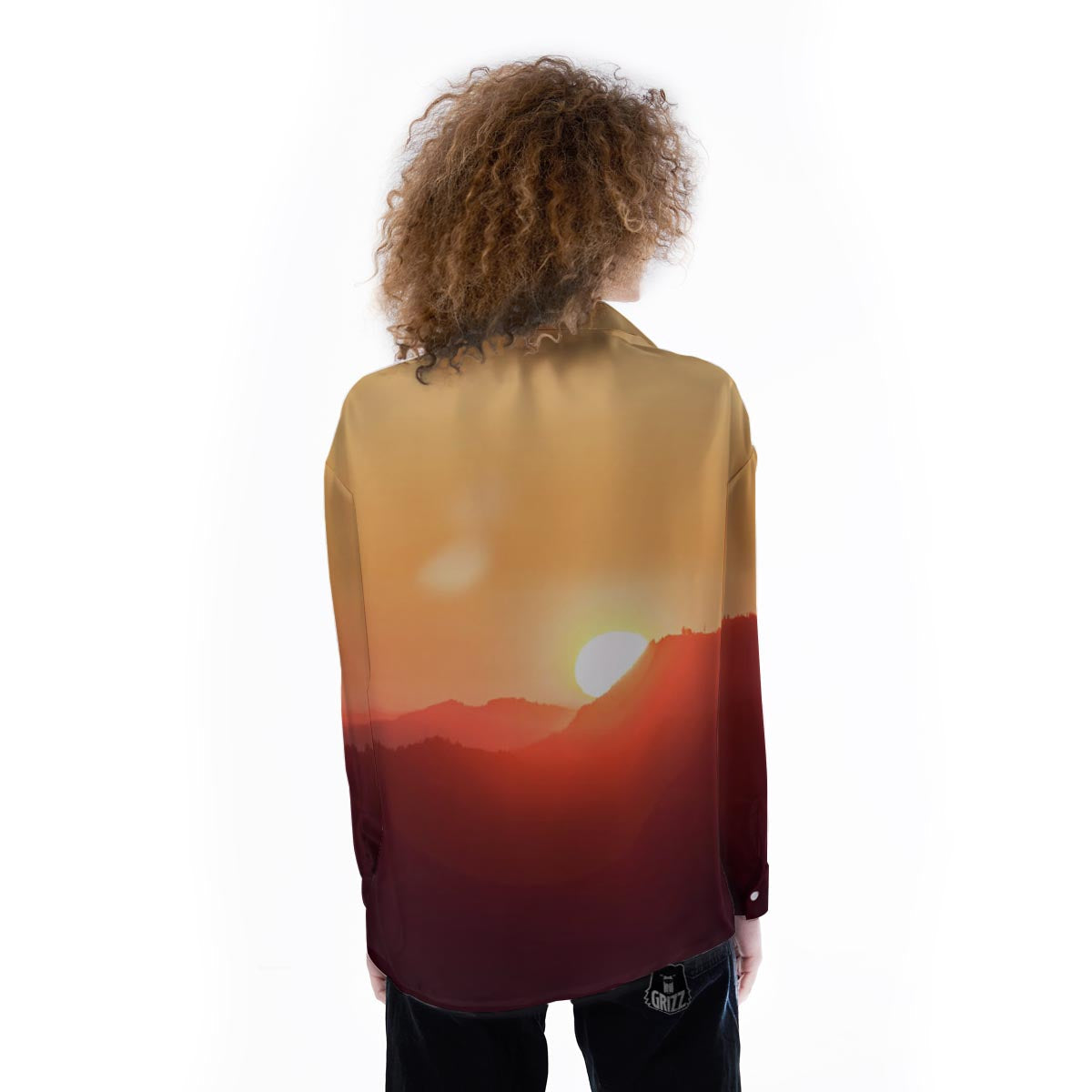 Mountain Sunrise Print Women's Long Sleeve Shirts-grizzshop