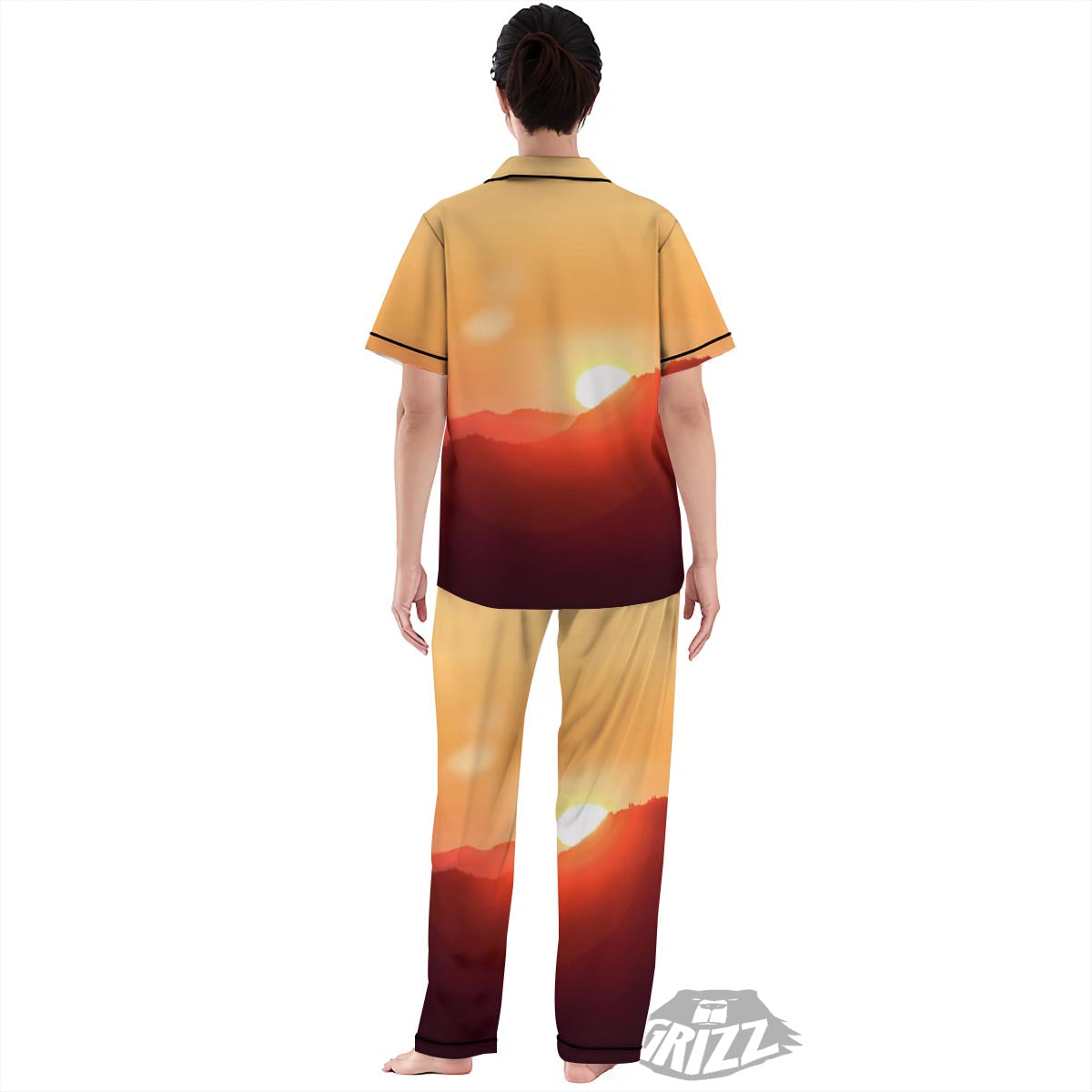 Mountain Sunrise Print Women's Pajamas Set-grizzshop