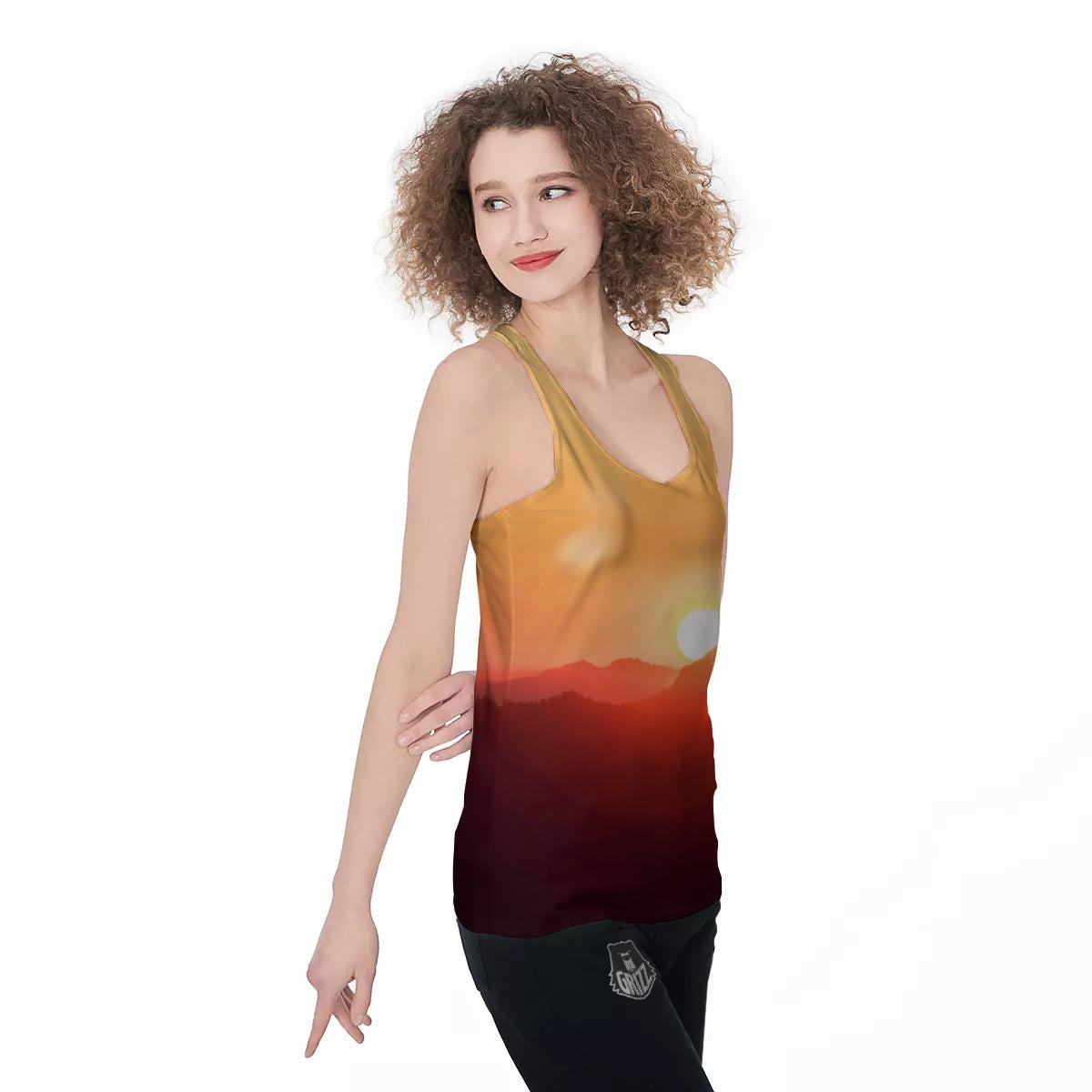 Mountain Sunrise Print Women's Racerback Tank Top-grizzshop