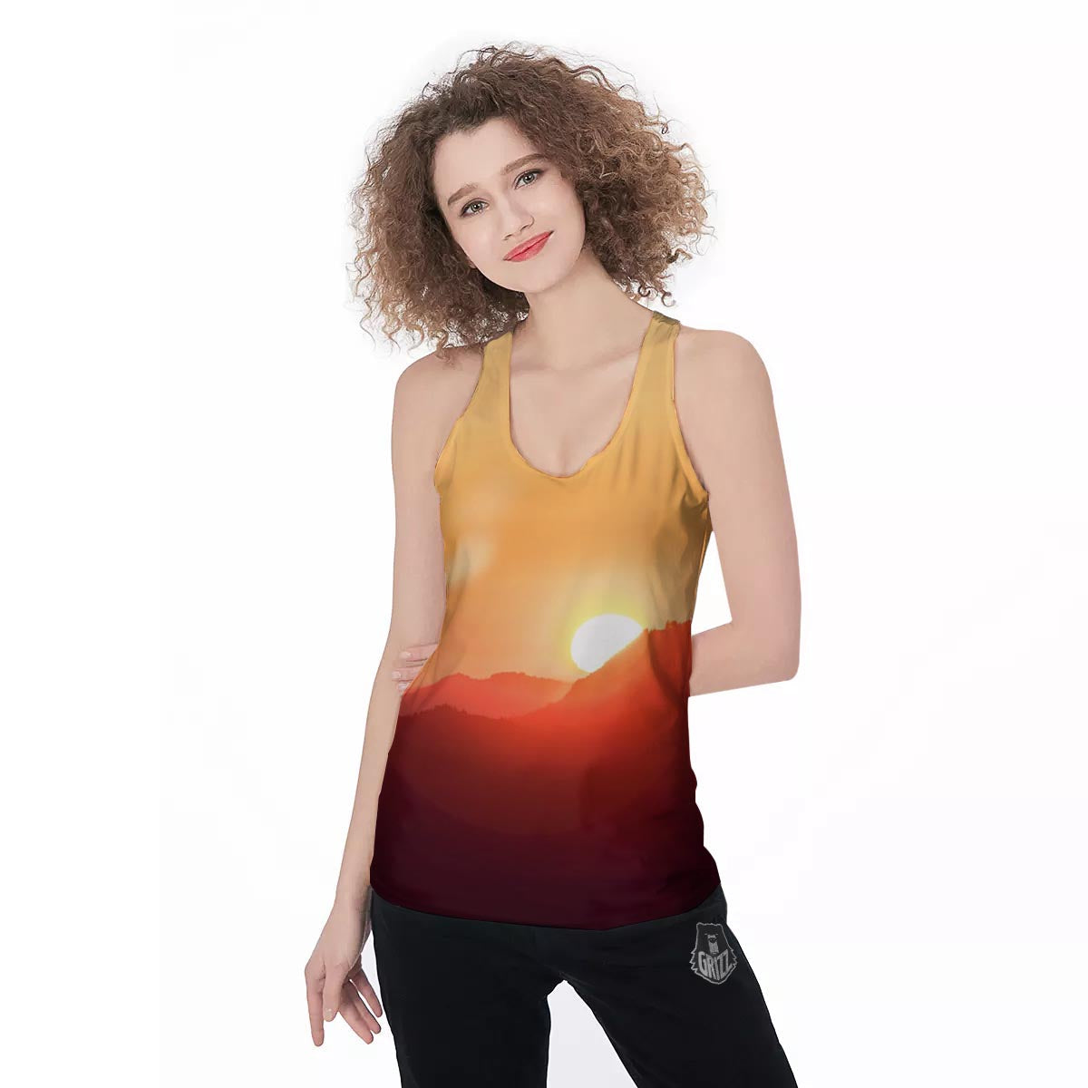 Mountain Sunrise Print Women's Racerback Tank Top-grizzshop