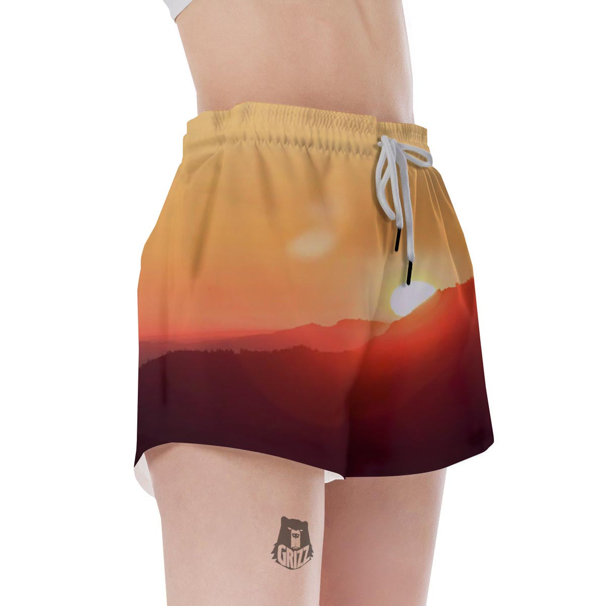Mountain Sunrise Print Women's Shorts-grizzshop