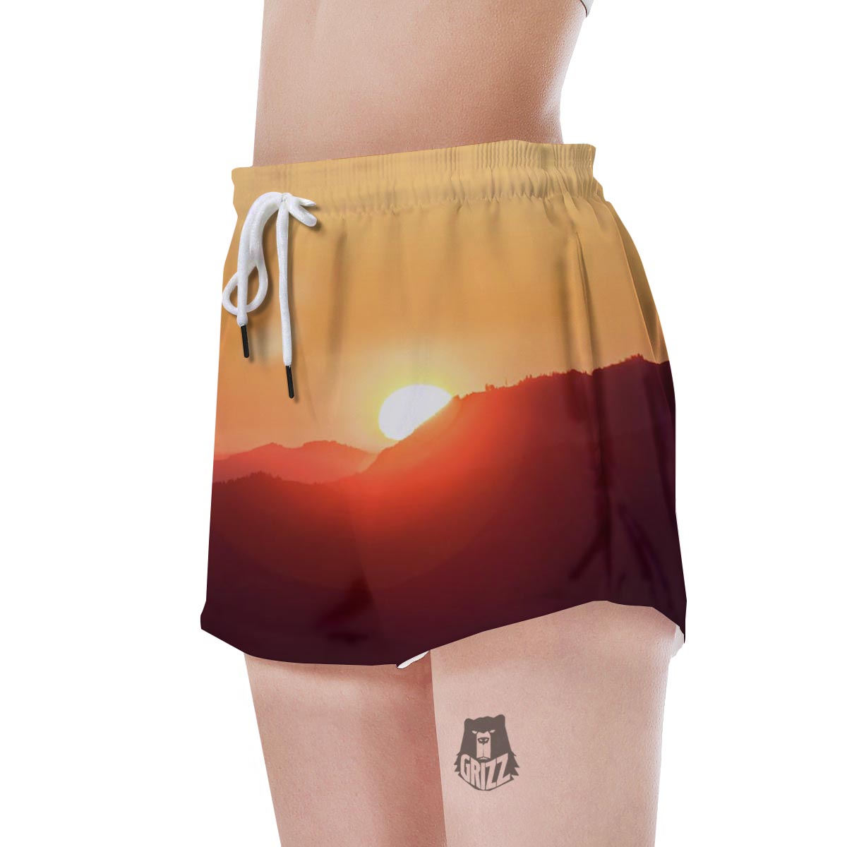 Mountain Sunrise Print Women's Shorts-grizzshop