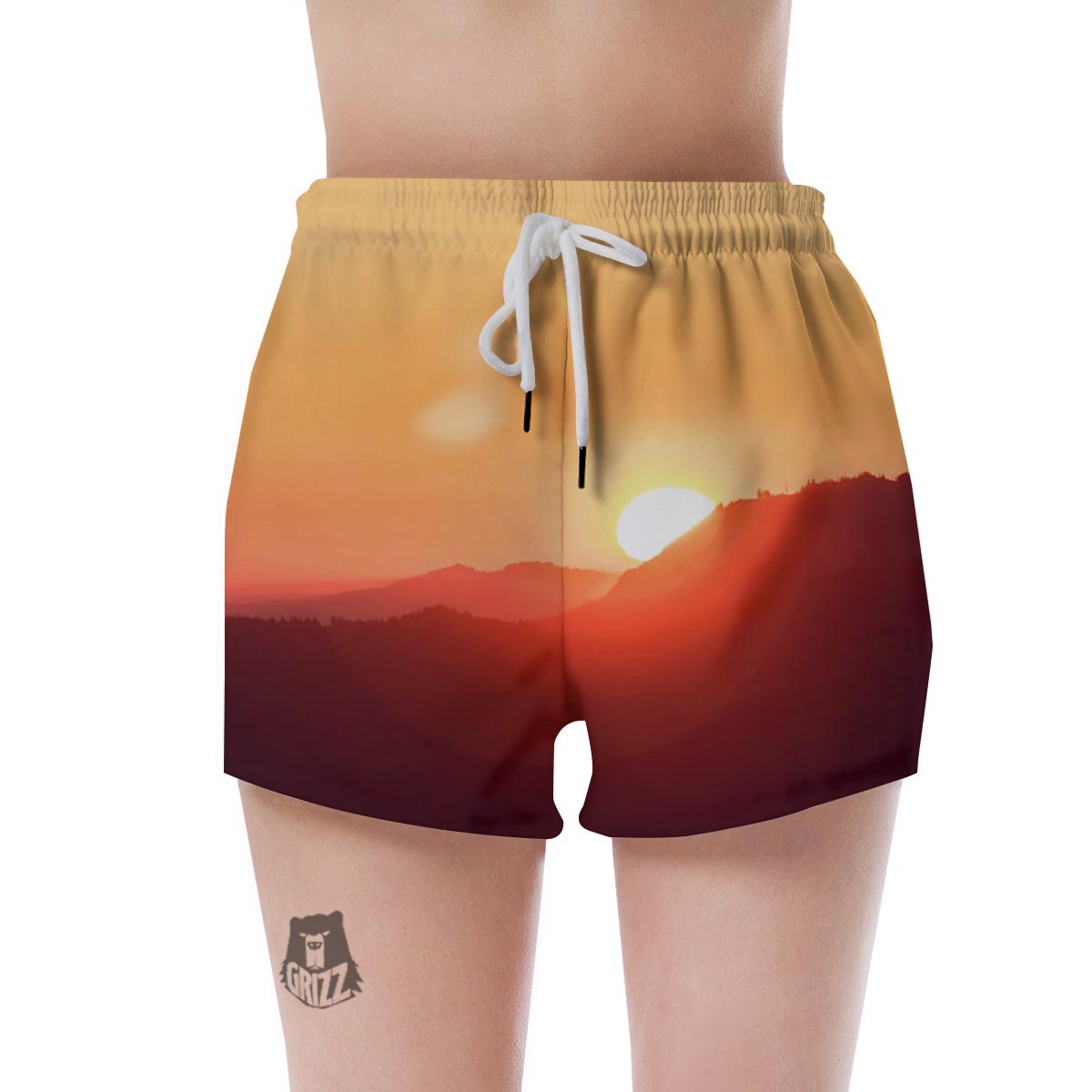 Mountain Sunrise Print Women's Shorts-grizzshop