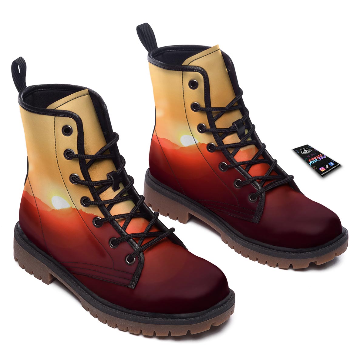 Mountain Sunrise Print Work Boots-grizzshop