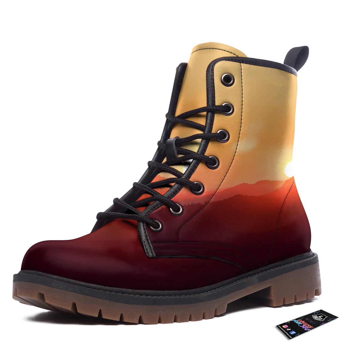 Mountain Sunrise Print Work Boots-grizzshop