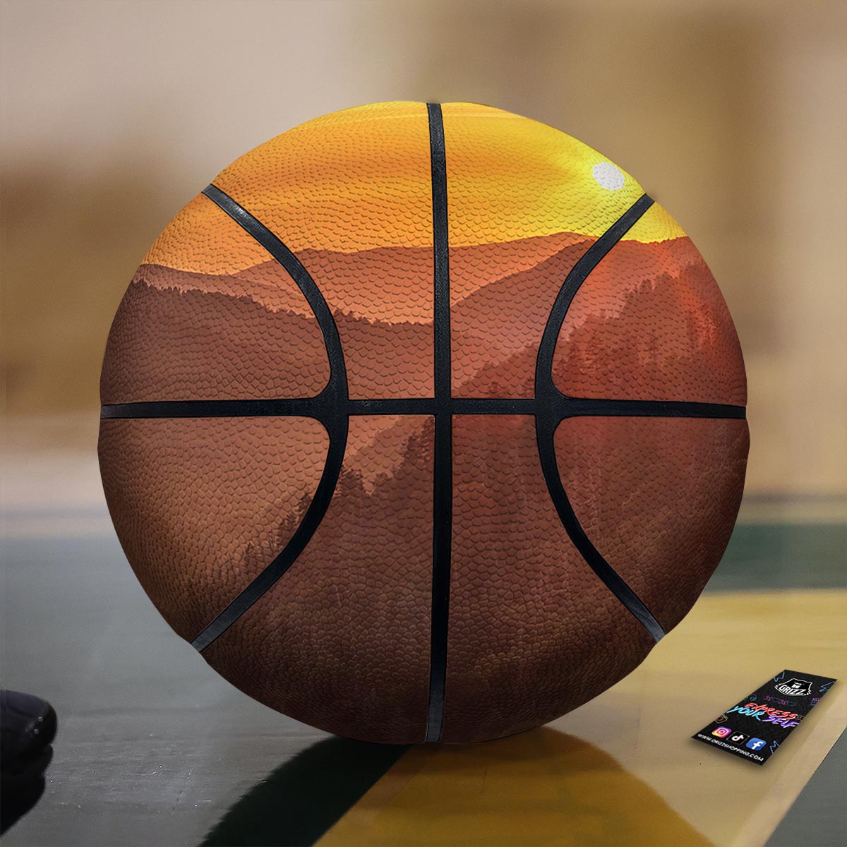 Mountain Sunset Print Basketball