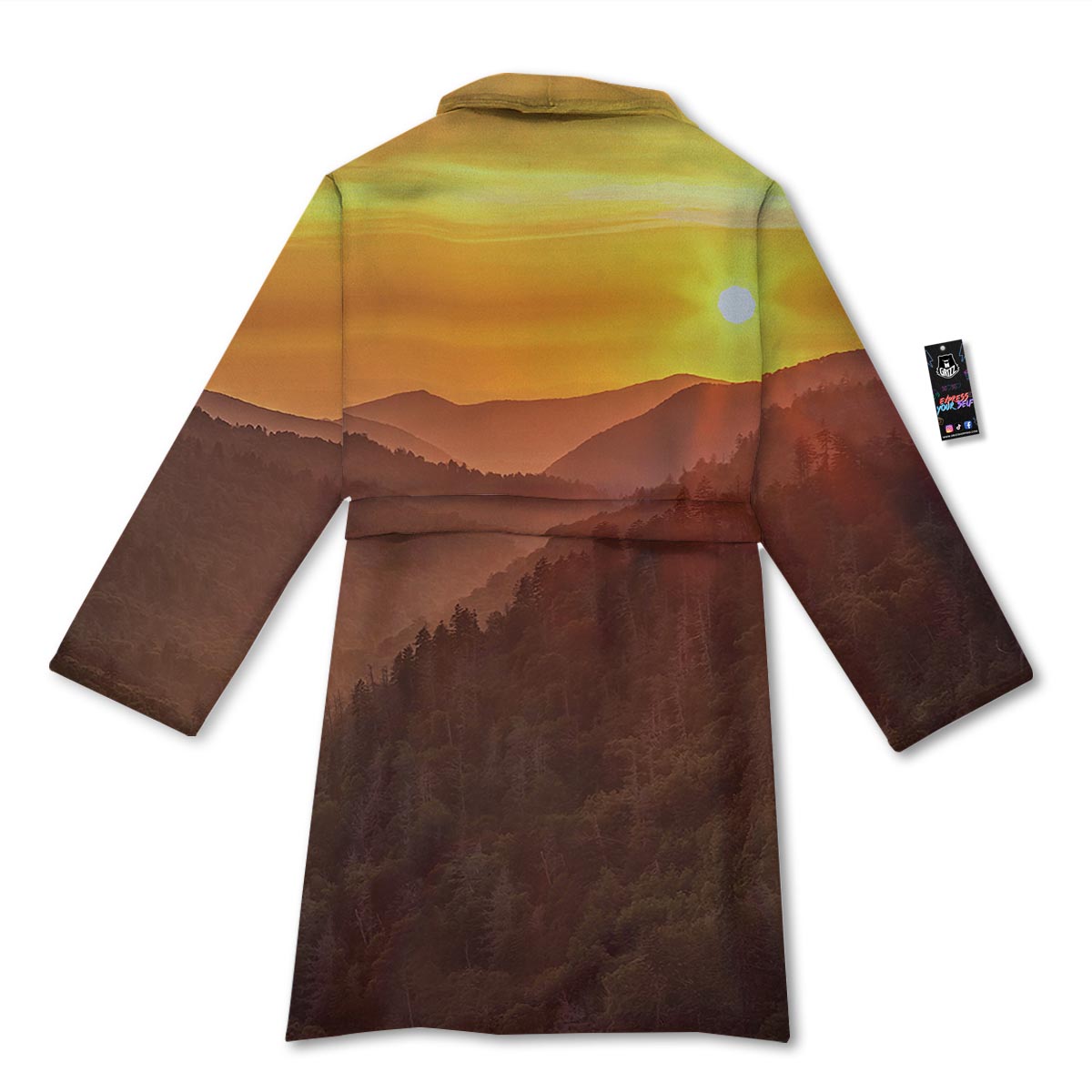 Mountain Sunset Print Bathrobe-grizzshop