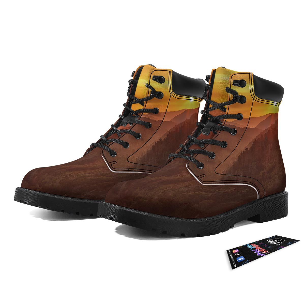 Mountain Sunset Print Boots-grizzshop