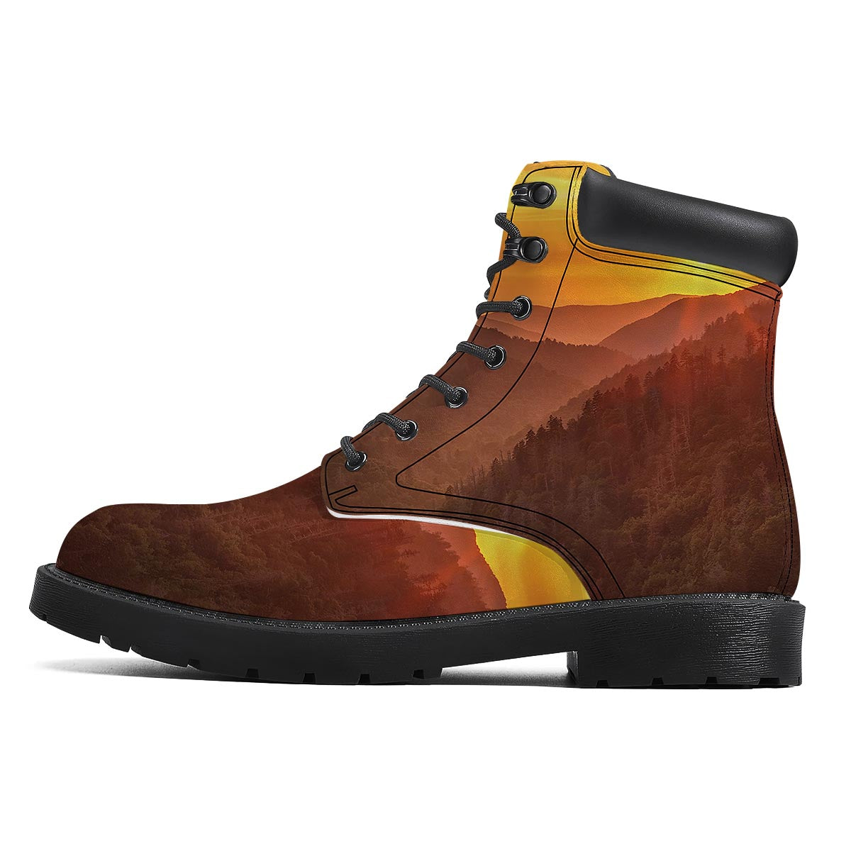Mountain Sunset Print Boots-grizzshop