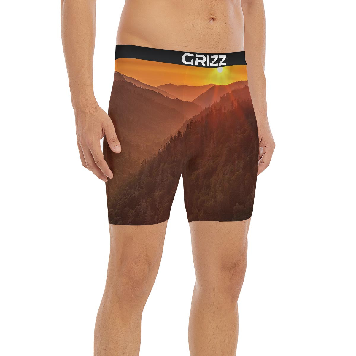 Mountain Sunset Print Boxer Briefs-grizzshop
