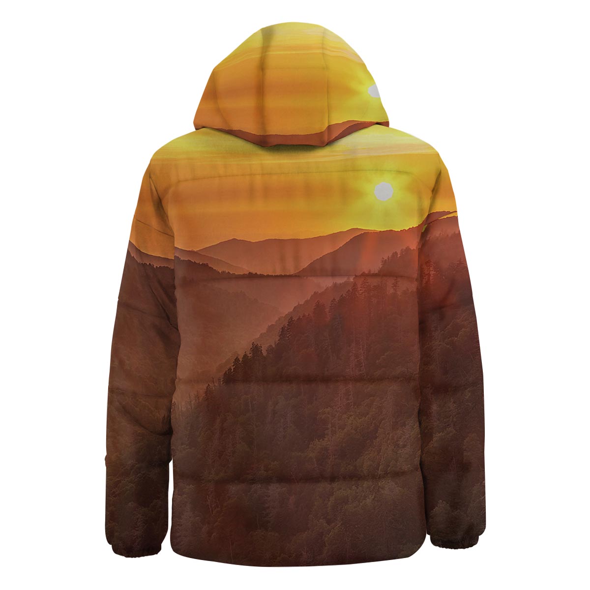 Mountain Sunset Print Down Jacket-grizzshop