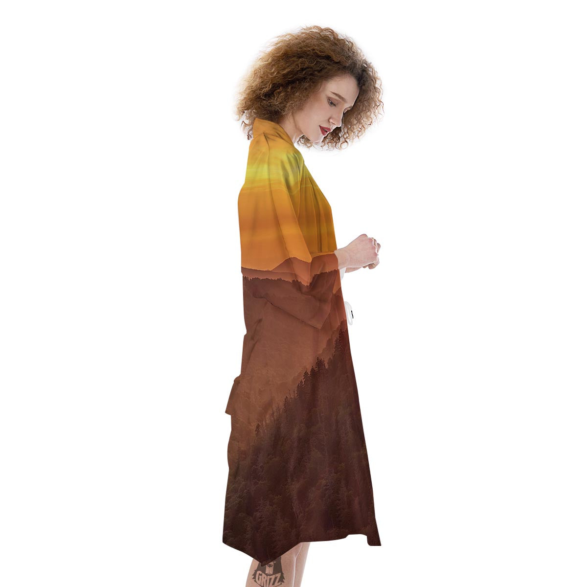 Mountain Sunset Print Kimono-grizzshop