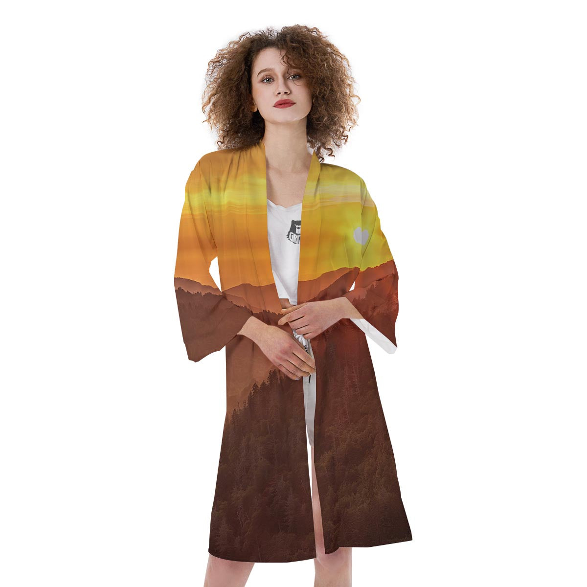 Mountain Sunset Print Kimono-grizzshop