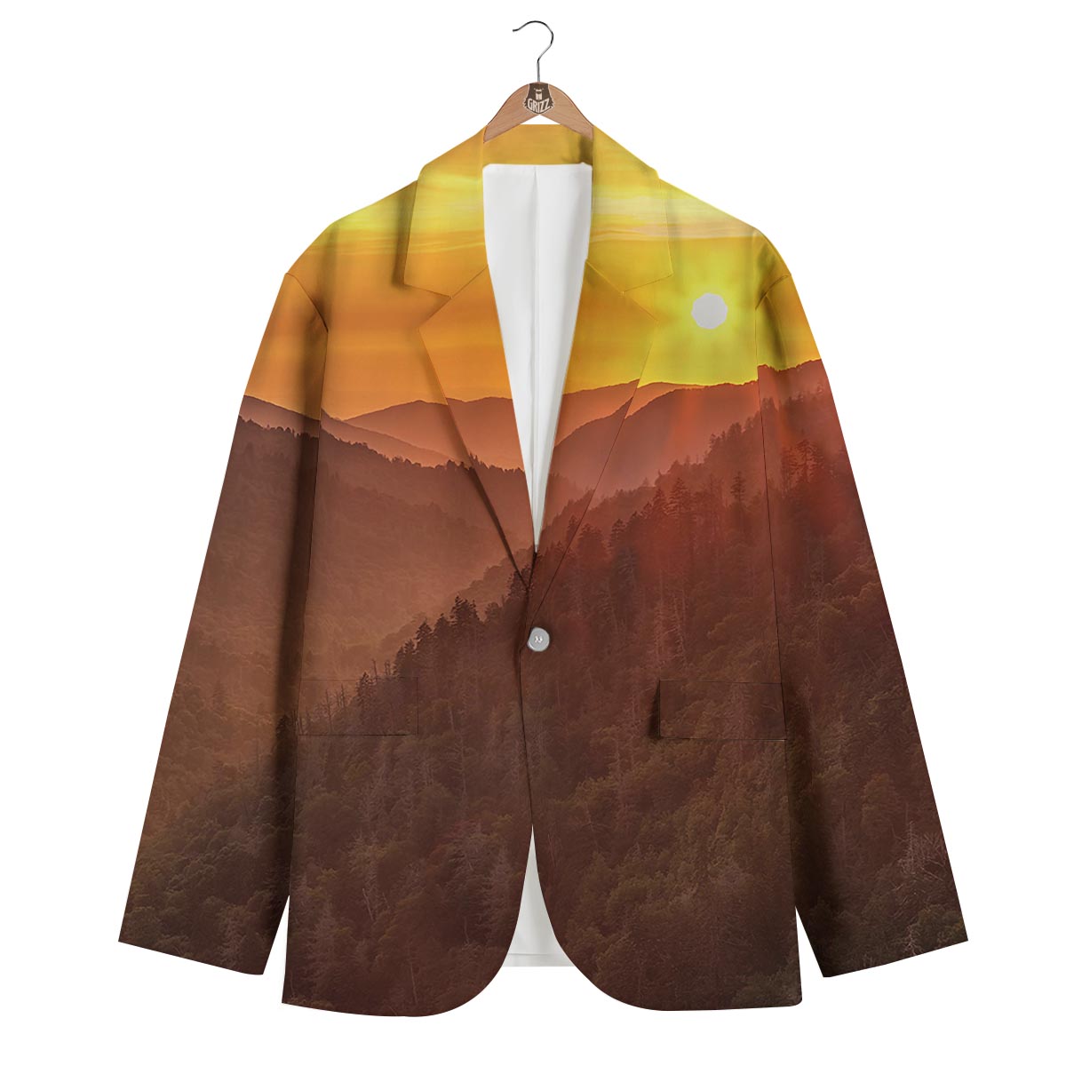 Mountain Sunset Print Men's Blazer-grizzshop
