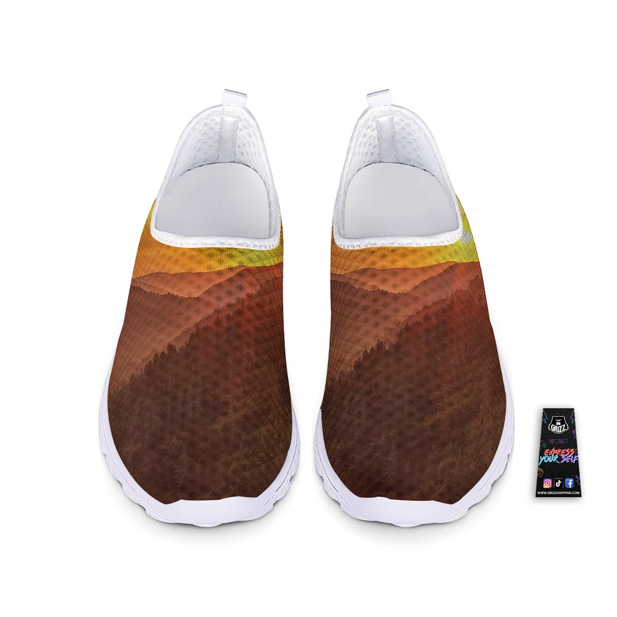 Mountain Sunset Print Nurse Shoes-grizzshop