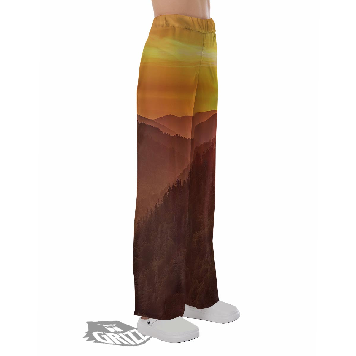 Mountain Sunset Print Pajama Pants-grizzshop
