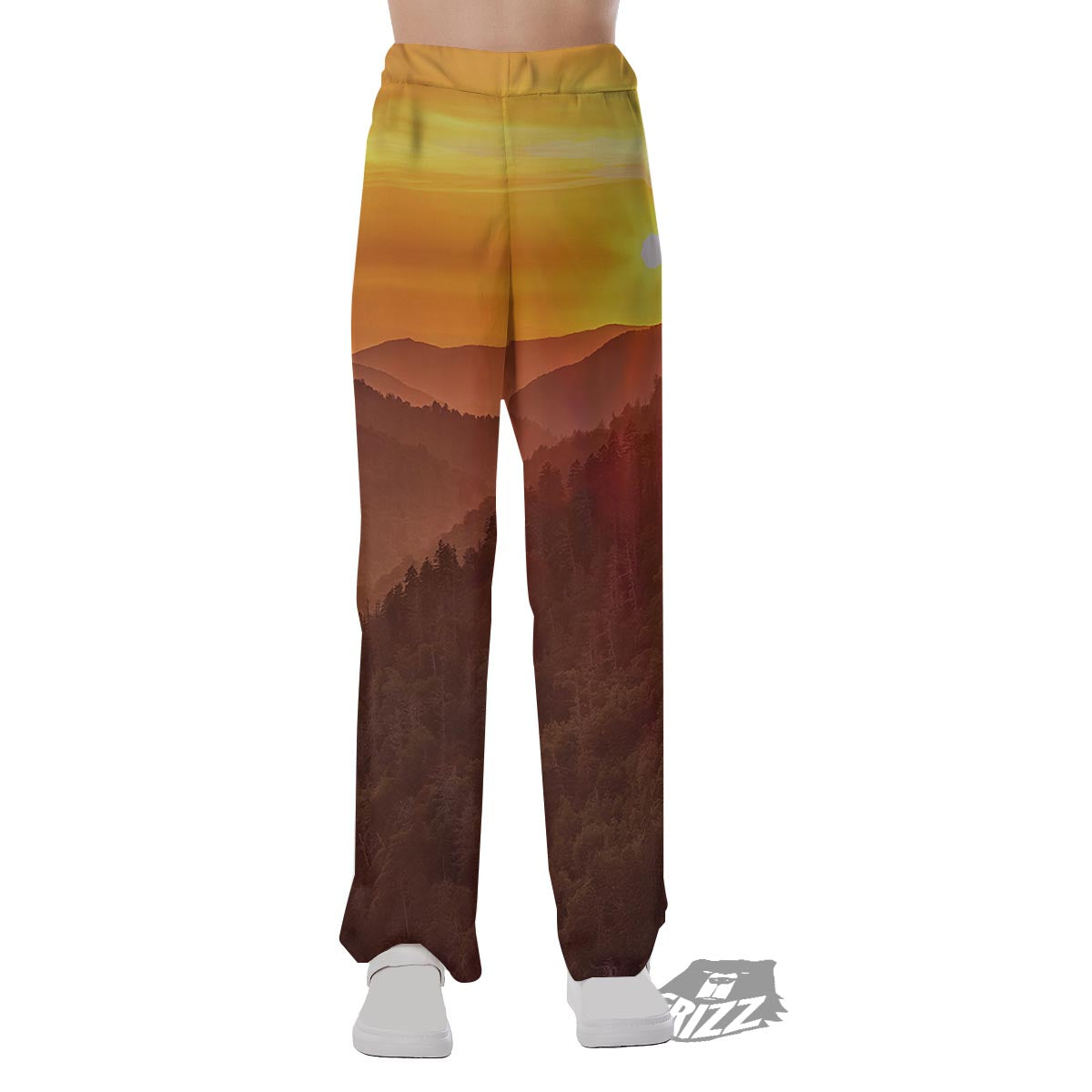 Mountain Sunset Print Pajama Pants-grizzshop