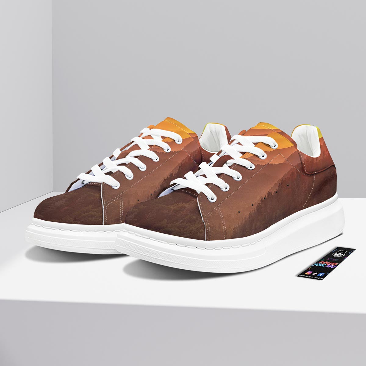 Mountain Sunset Print Platform Shoes-grizzshop