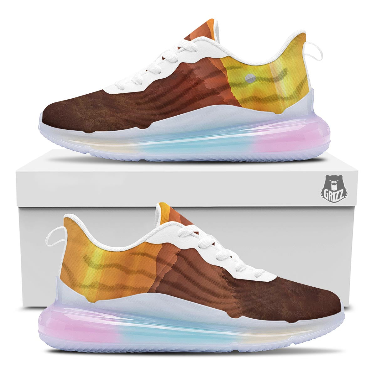 Mountain Sunset Print Running Sneakers-grizzshop