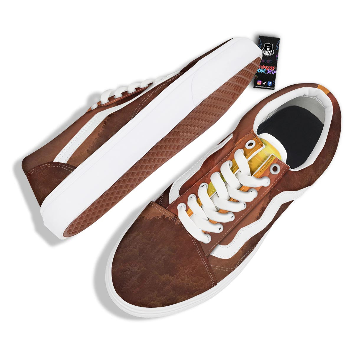 Mountain Sunset Print Skate Shoes-grizzshop