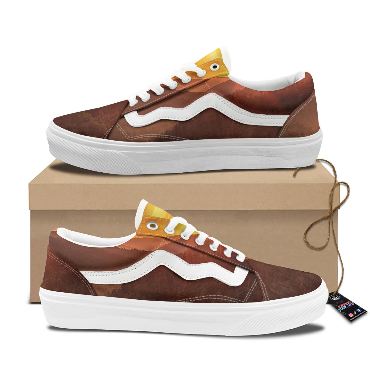 Mountain Sunset Print Skate Shoes-grizzshop