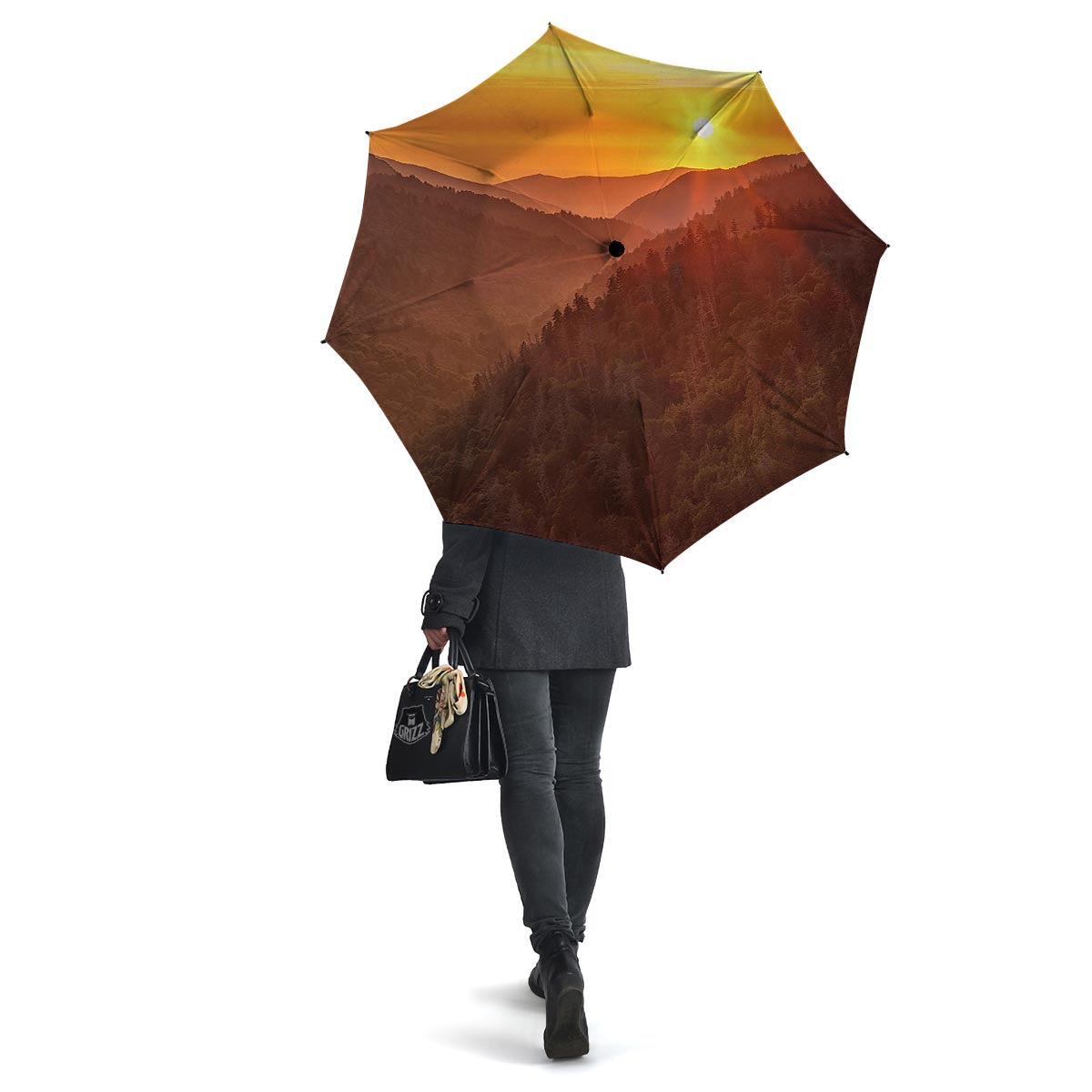 Mountain Sunset Print Umbrella-grizzshop