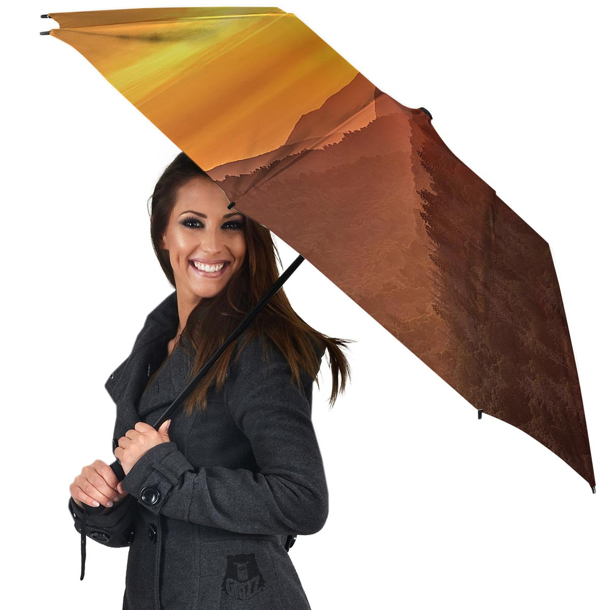 Mountain Sunset Print Umbrella-grizzshop