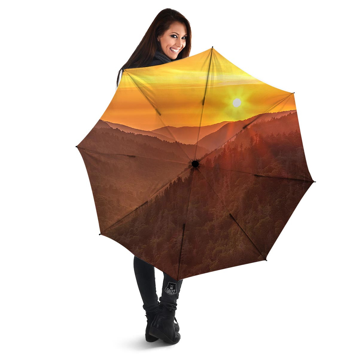 Mountain Sunset Print Umbrella-grizzshop