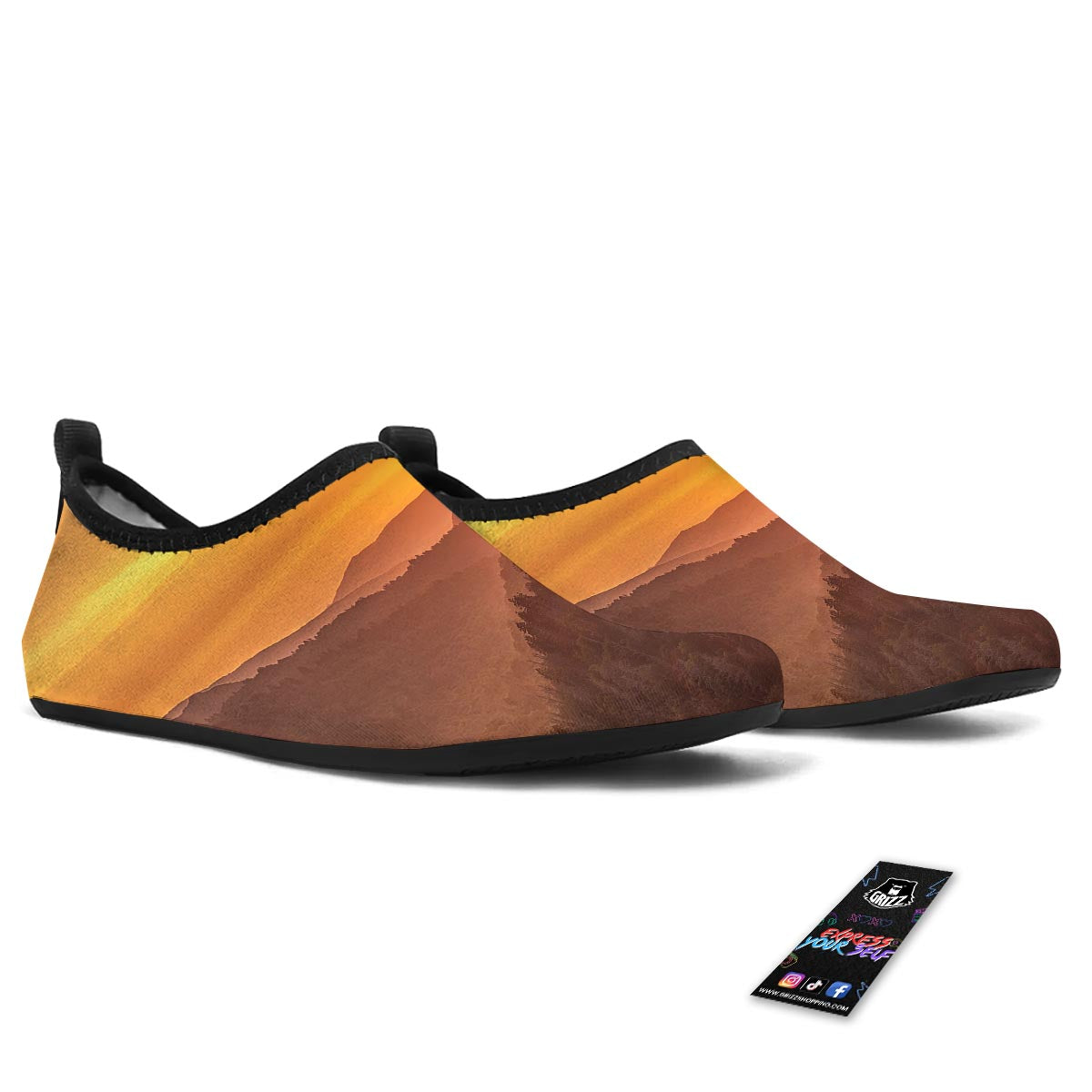 Mountain Sunset Print Water Shoes-grizzshop