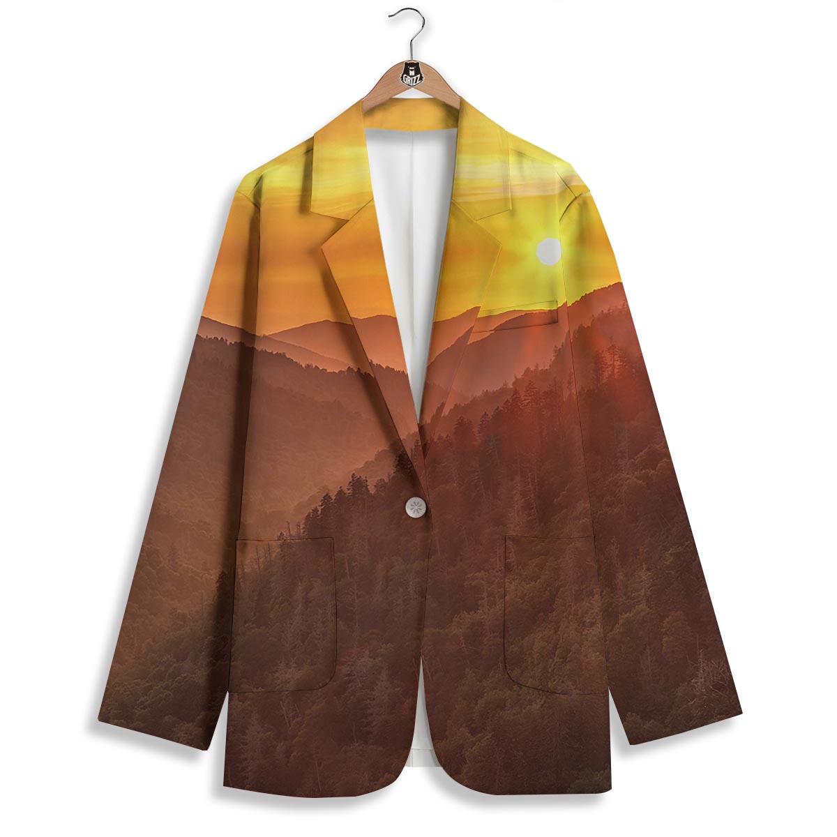 Mountain Sunset Print Women's Blazer-grizzshop