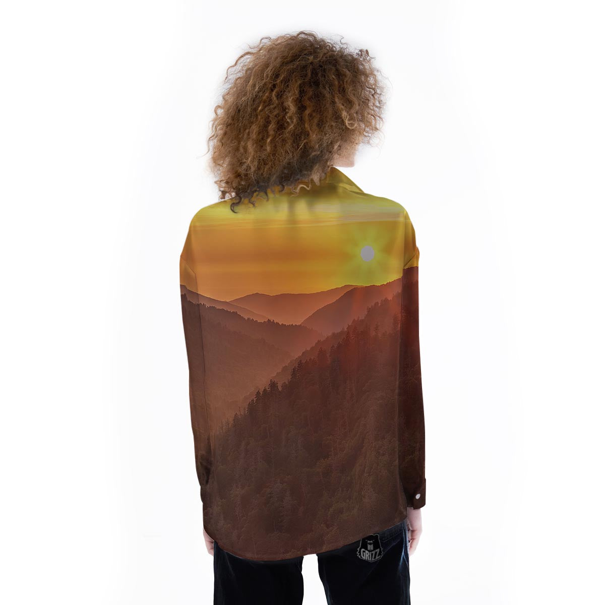 Mountain Sunset Print Women's Long Sleeve Shirts-grizzshop