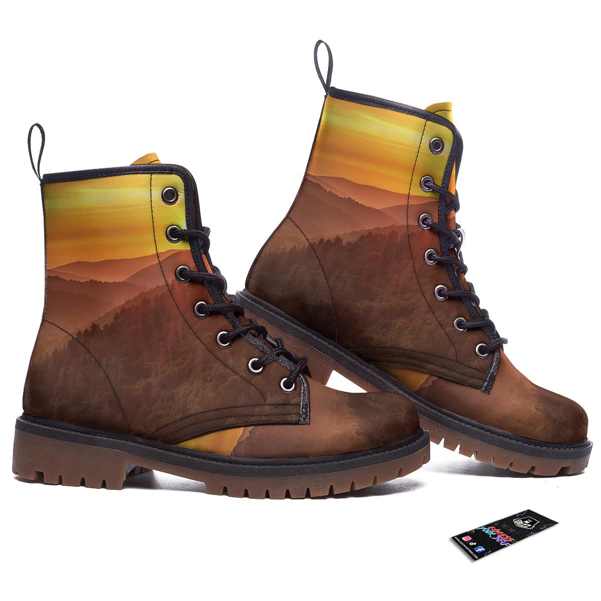 Mountain Sunset Print Work Boots-grizzshop