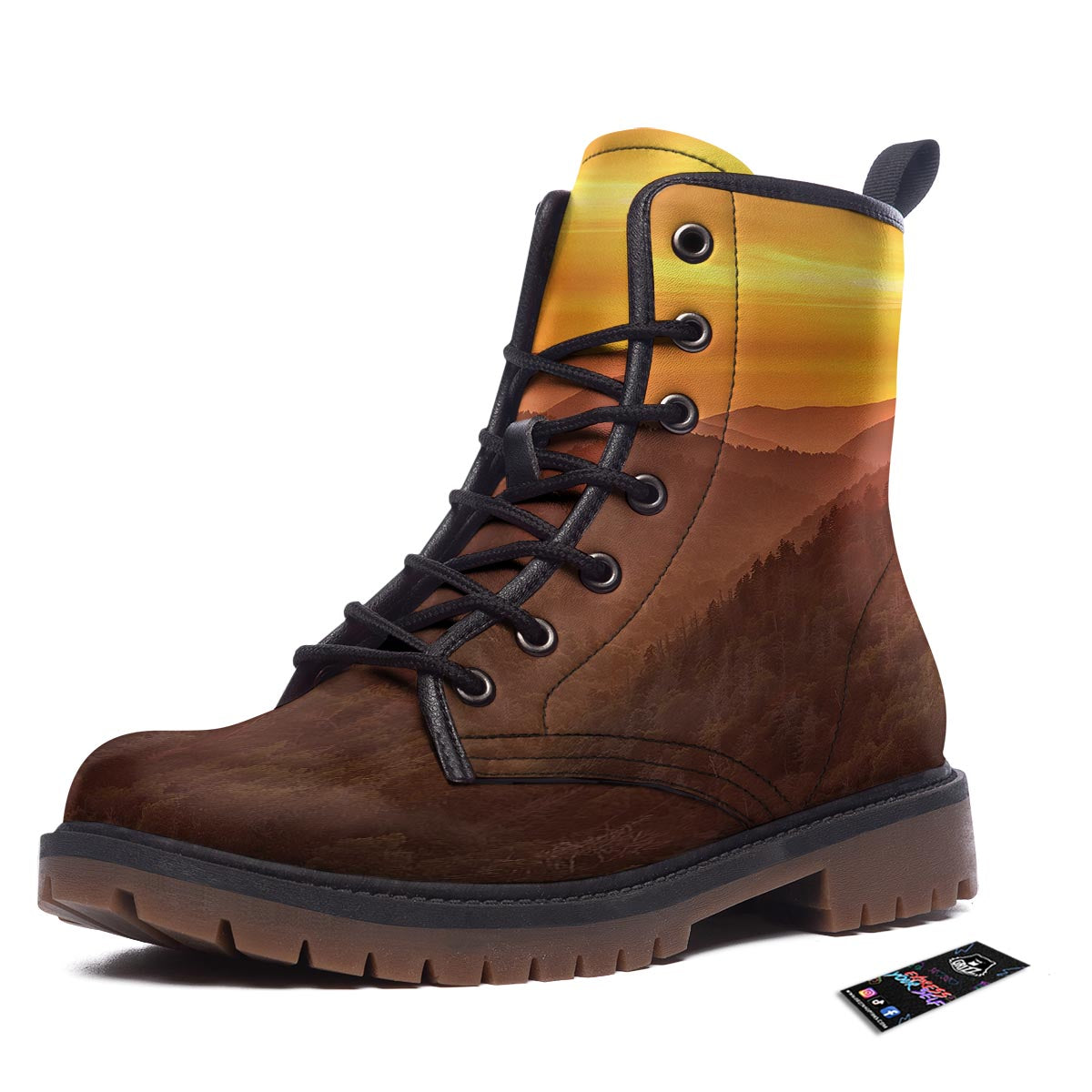 Mountain Sunset Print Work Boots-grizzshop