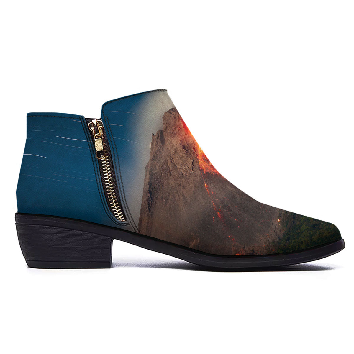 Mountain Volcanic Print Ankle Boots-grizzshop
