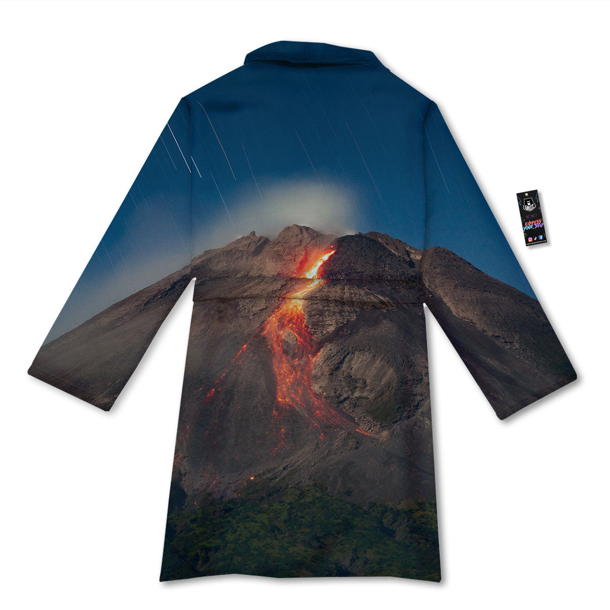 Mountain Volcanic Print Bathrobe-grizzshop