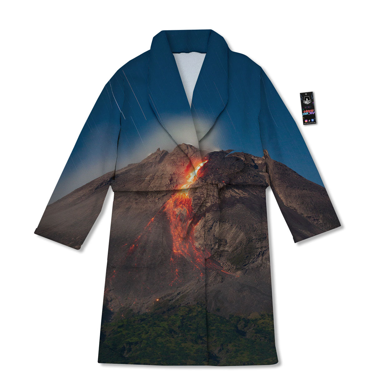 Mountain Volcanic Print Bathrobe-grizzshop