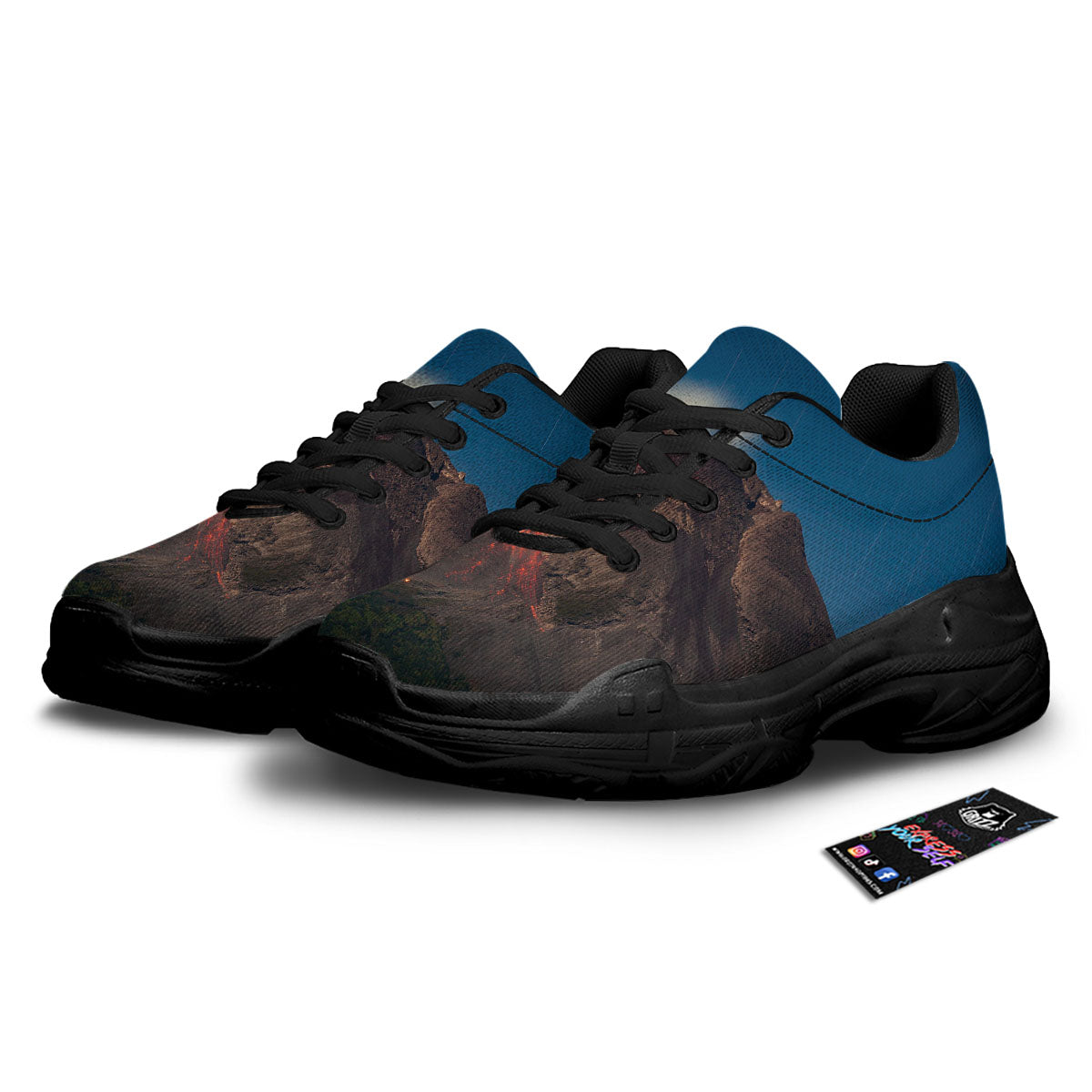 Mountain Volcanic Print Black Chunky Shoes-grizzshop