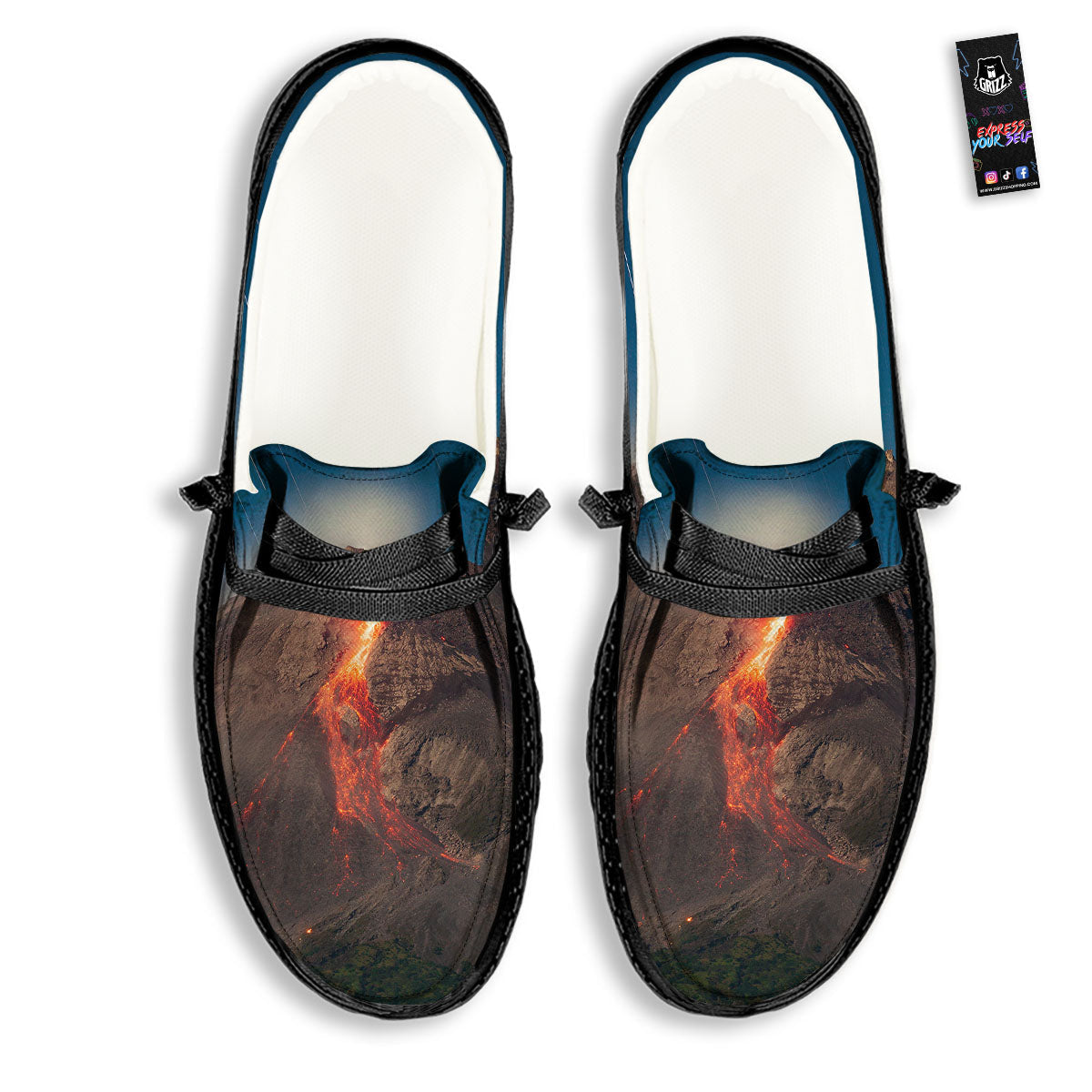 Mountain Volcanic Print Black Loafers-grizzshop