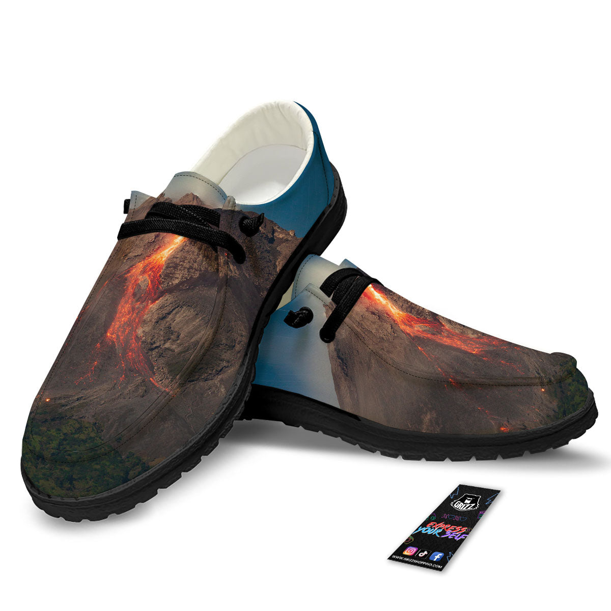 Mountain Volcanic Print Black Loafers-grizzshop