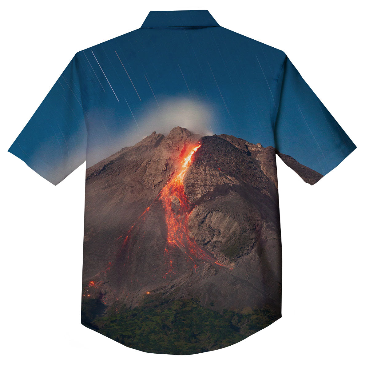 Mountain Volcanic Print Button Up Shirt-grizzshop