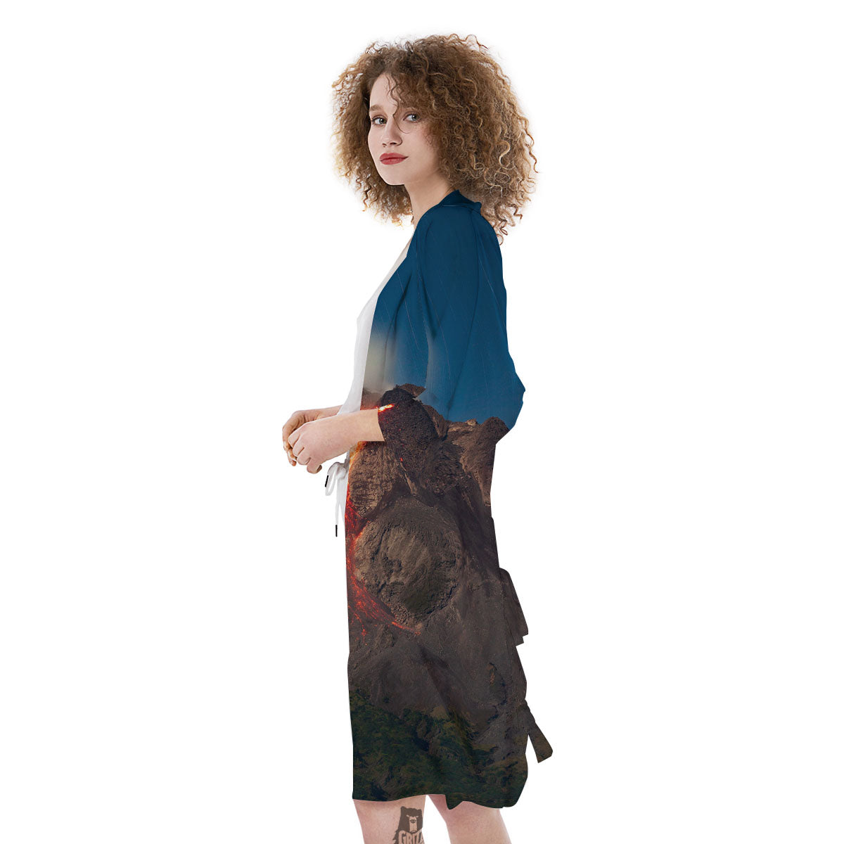Mountain Volcanic Print Kimono-grizzshop