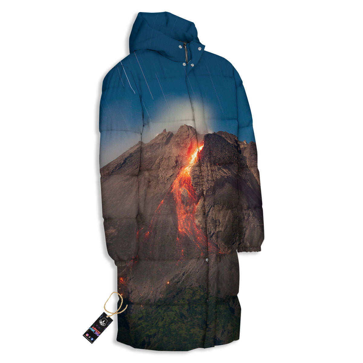 Mountain Volcanic Print Long Down Jacket-grizzshop