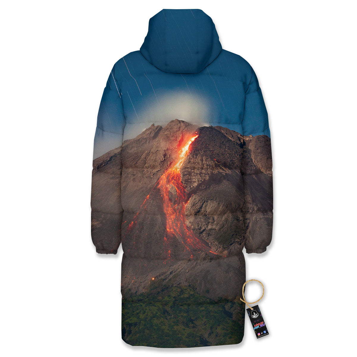 Mountain Volcanic Print Long Down Jacket-grizzshop