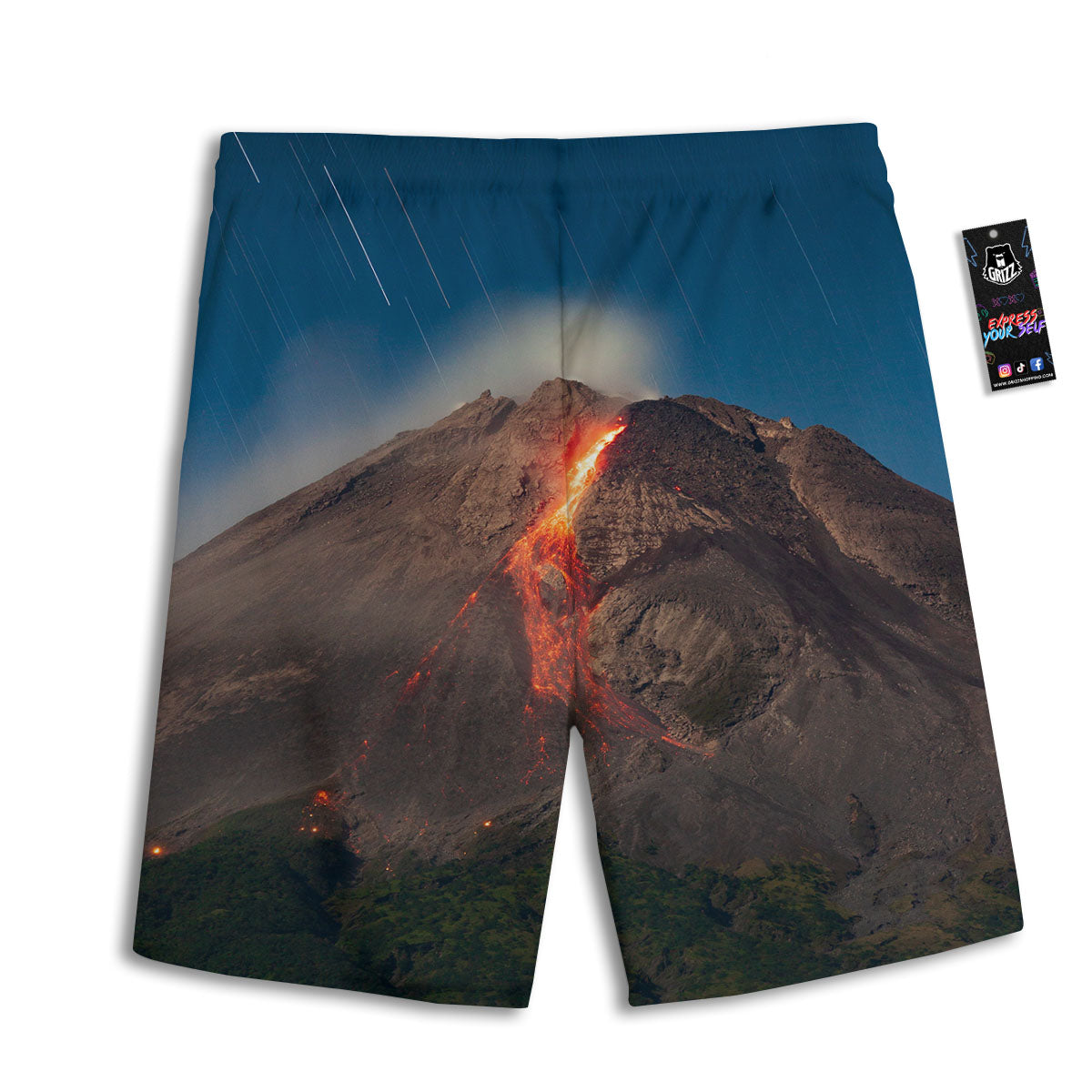 Mountain Volcanic Print Men's Athletic Shorts