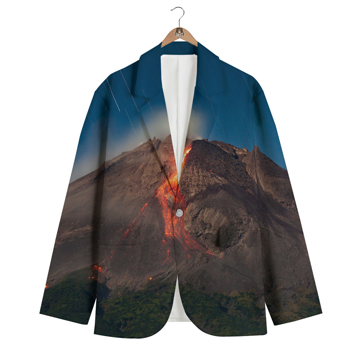 Mountain Volcanic Print Men's Blazer-grizzshop